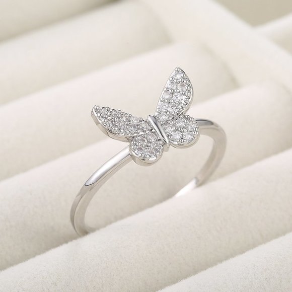 ⚡ Sweet Refine Butterfly Romantic Simple Silver Ring for Women, PD604 - Picture 5 of 7